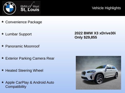 Used 2022 BMW X3 xDrive30i w/ Convenience Package AWD/4WD image 8