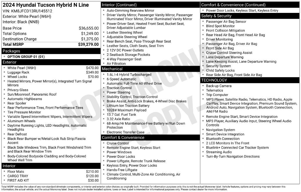Certified 2024 Hyundai Tucson N Line AWD/4WD image 33