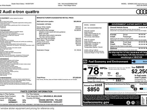 Used 2022 Audi e-tron Premium w/ Convenience Plus Package image 2