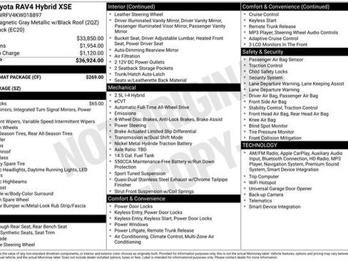 Used 2019 Toyota RAV4 XSE w/ Carpet Mat Package image 36