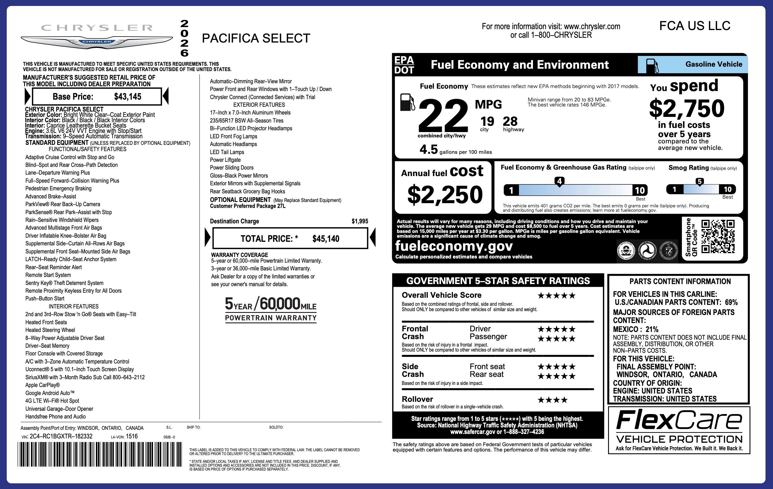 Used 2026 Chrysler Pacifica Select FWD image 5