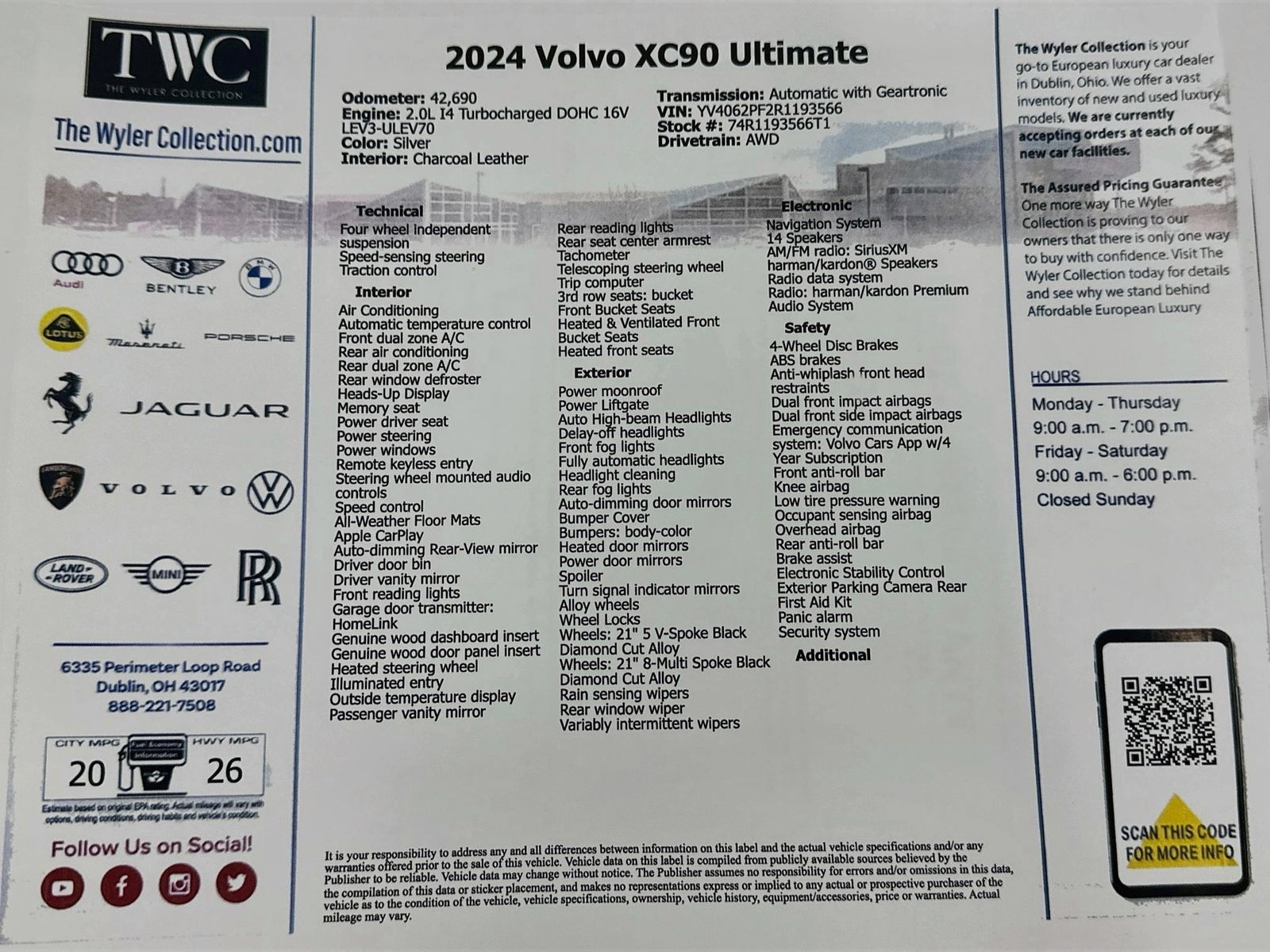 Used 2024 Volvo XC90 B6 Ultimate w/ Protection Package Premier AWD/4WD image 49