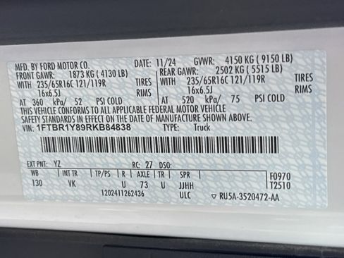 Used 2024 Ford Transit 250 Low Roof w/ Load Area Protection Package RWD image 30