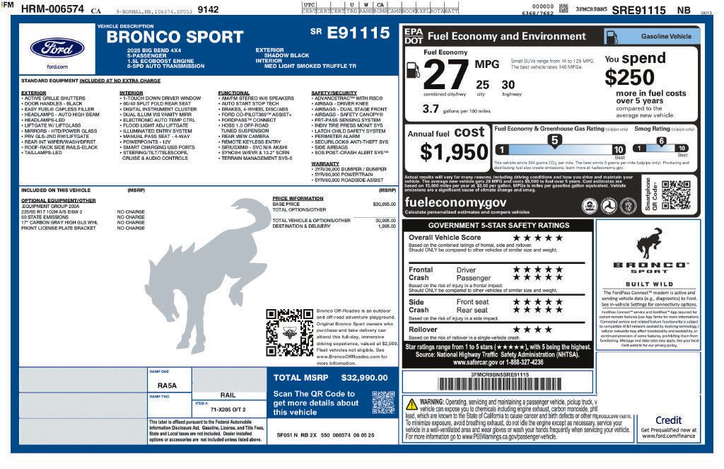 Used 2025 Ford Bronco Sport Big Bend AWD/4WD image 2