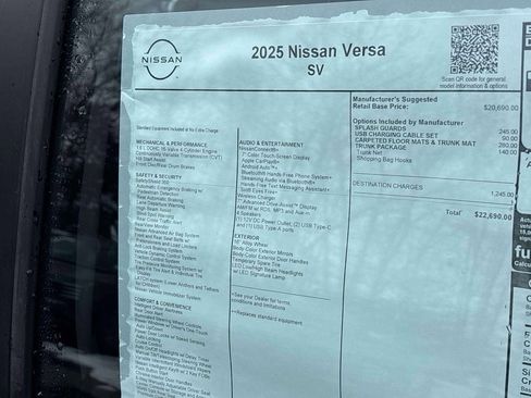 Certified 2025 Nissan Versa SV w/ Trunk Package FWD image 9