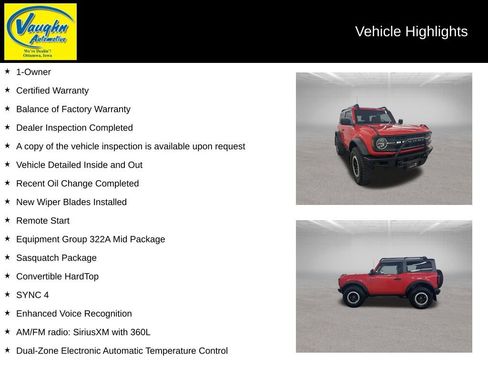 Used 2023 Ford Bronco Black Diamond w/ Sasquatch Package AWD/4WD image 2