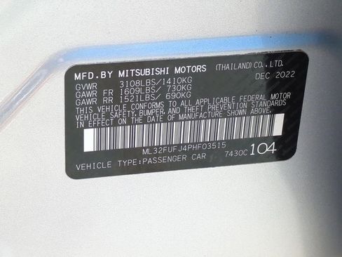 Used 2023 Mitsubishi Mirage G4 LE FWD image 16