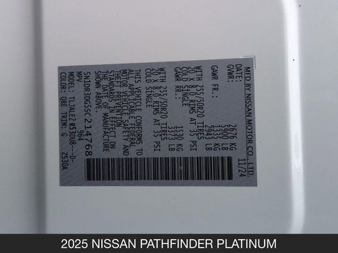 Used 2025 Nissan Pathfinder Platinum w/ Cargo Package FWD image 27