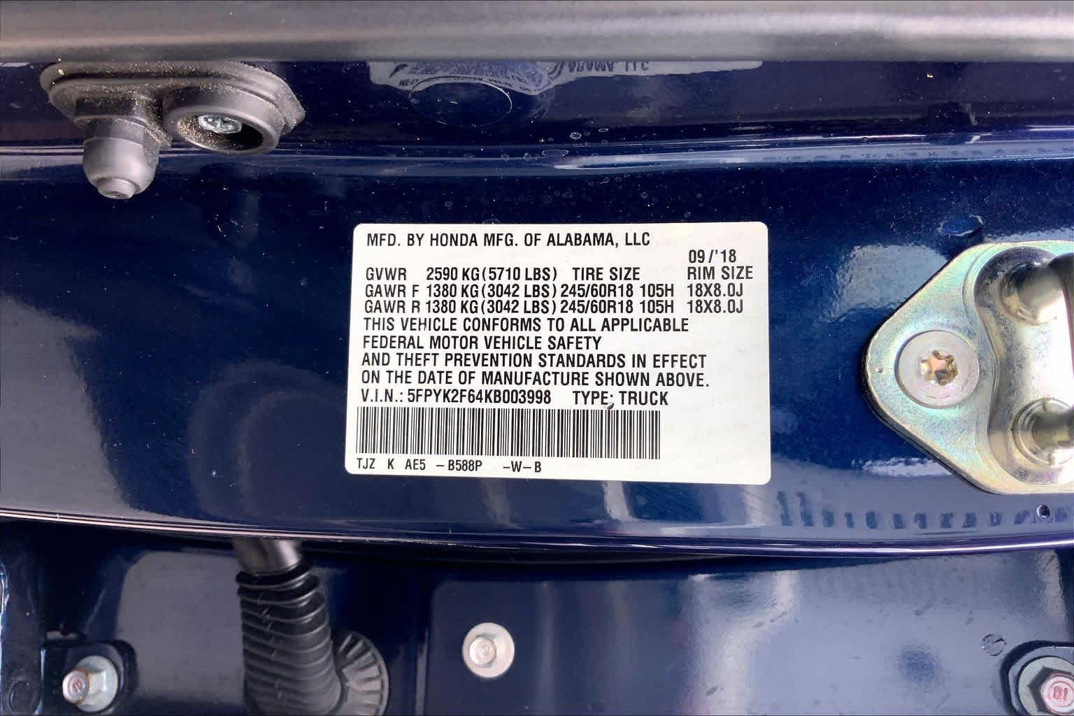 Used 2019 Honda Ridgeline RTL-T image 37