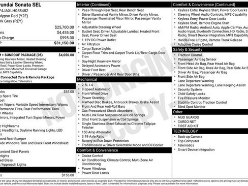 Used 2020 Hyundai Sonata SEL w/ Premium + Sunroof Package FWD image 31