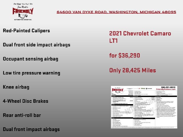 Used 2021 Chevrolet Camaro LT w/ Technology Package RWD image 6
