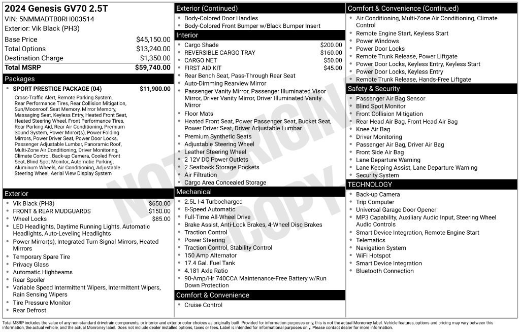 Certified 2024 Genesis GV70 2.5T AWD/4WD image 25
