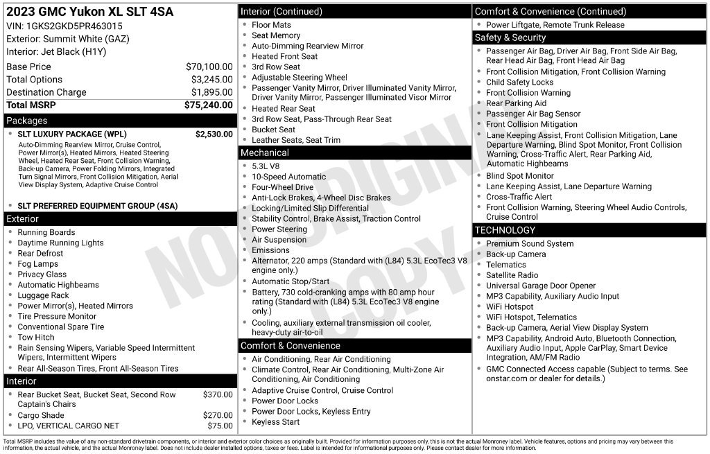 Used 2023 GMC Yukon XL SLT w/ SLT Luxury Package AWD/4WD image 4