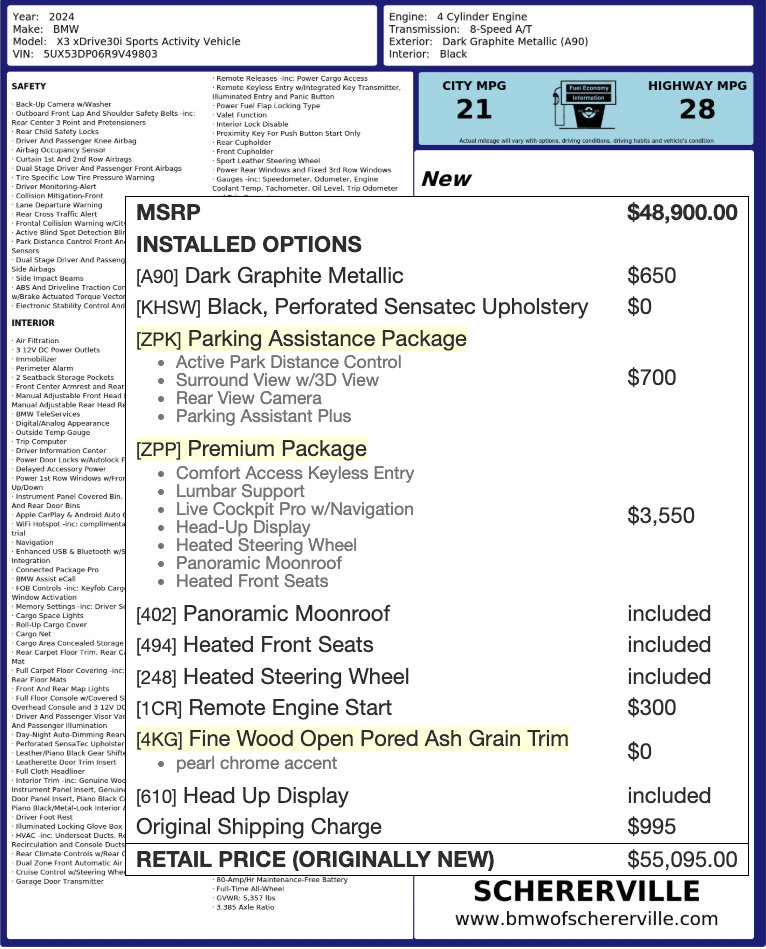 Certified 2024 BMW X3 xDrive30i w/ Premium Package AWD/4WD image 3