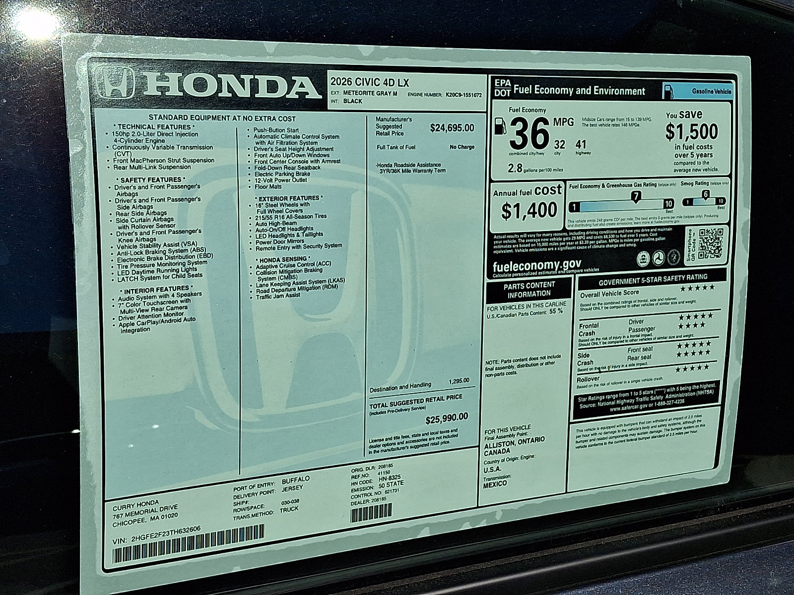 New 2026 Honda Civic LX image 11