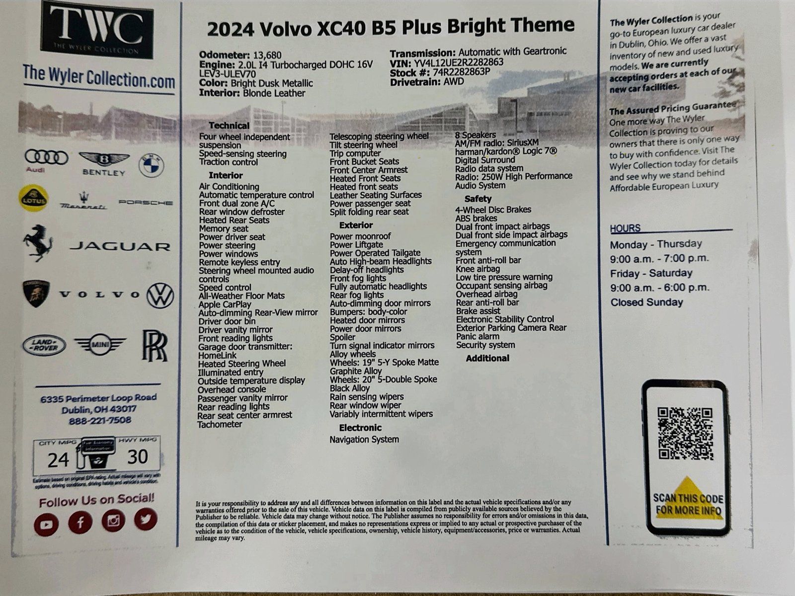 Used 2024 Volvo XC40 B5 Plus w/ Climate Package AWD/4WD image 46