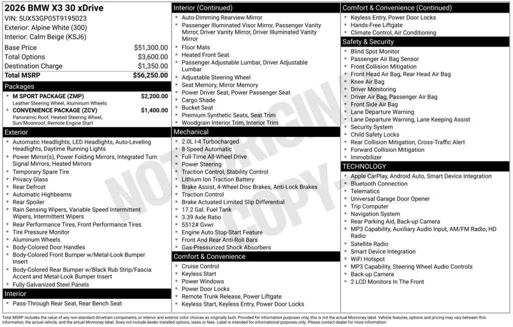 Certified 2026 BMW X3 xDrive30i w/ M Sport Package AWD/4WD image 6