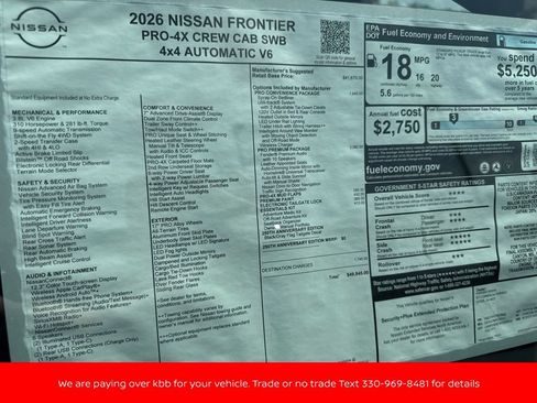 New 2026 Nissan Frontier PRO-4X w/ Pro Premium Package AWD/4WD image 45