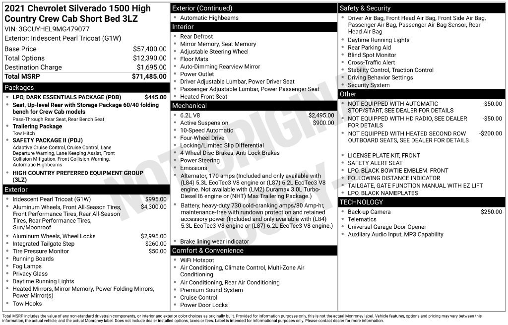 Used 2021 Chevrolet Silverado 1500 High Country w/ LPO, Dark Essentials Package AWD/4WD image 5