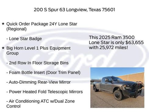 Used 2025 RAM 3500 Lone Star AWD/4WD image 5