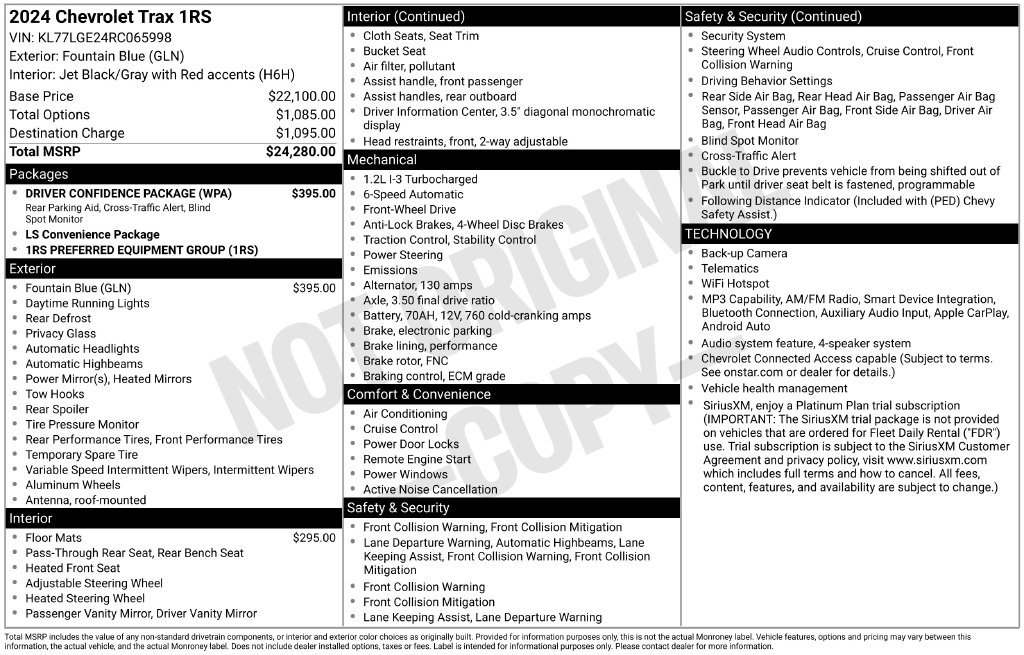 Used 2024 Chevrolet Trax RS w/ Driver Confidence Package FWD image 42
