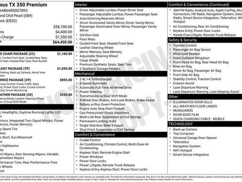 Used 2024 Lexus TX 350 AWD w/ Captains Chair Package image 35
