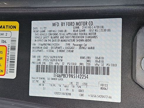 Certified 2022 Ford Mustang GT Premium w/ Equipment Group 401A RWD image 35