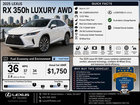 Used 2025 Lexus RX 350 w/ Convenience Package AWD/4WD image 1