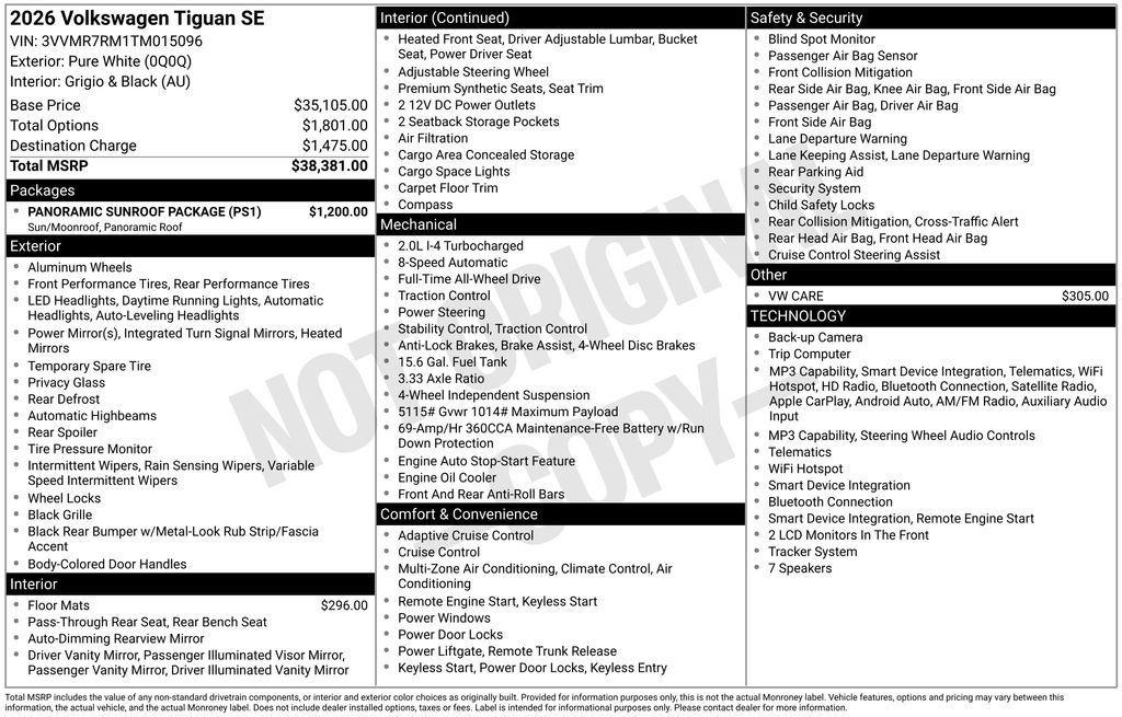 Used 2026 Volkswagen Tiguan SE w/ Panoramic Sunroof Package AWD/4WD image 7