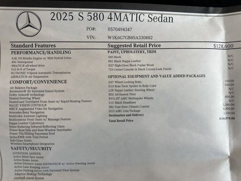 New 2025 Mercedes-Benz S 580 4MATIC Sedan image 2
