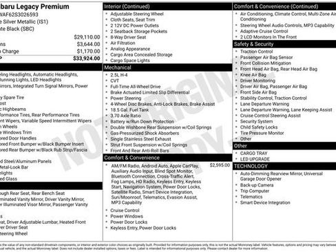 New 2025 Subaru Legacy Premium image 29