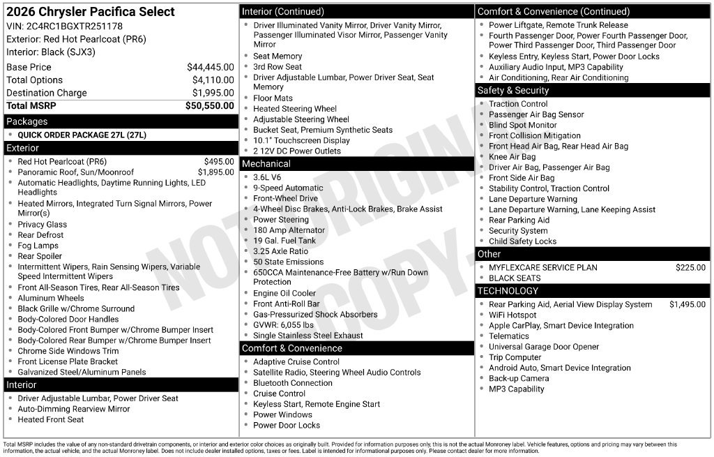 New 2026 Chrysler Pacifica Select FWD image 3