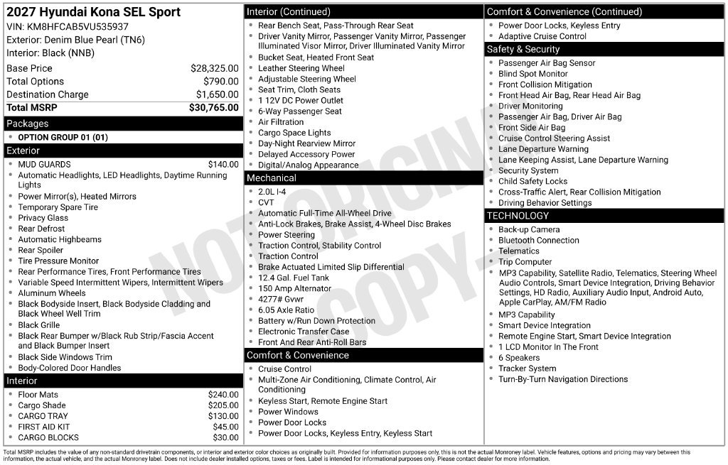 New 2027 Hyundai Kona SEL Sport AWD/4WD image 5