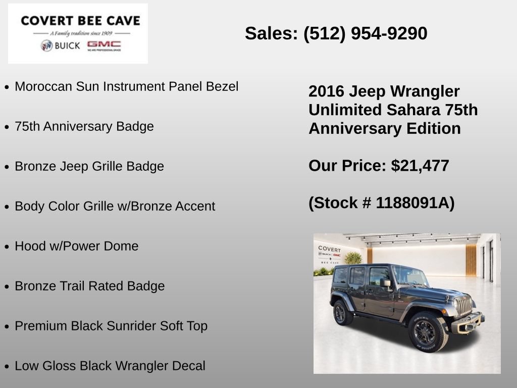 Used 2016 Jeep Wrangler Unlimited Sahara AWD/4WD image 33