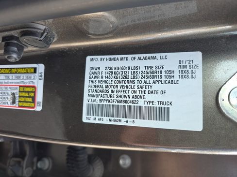 Certified 2021 Honda Ridgeline RTL-E image 26