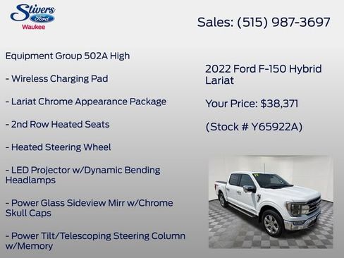 Certified 2022 Ford F150 Lariat w/ Equipment Group 502A High AWD/4WD image 16
