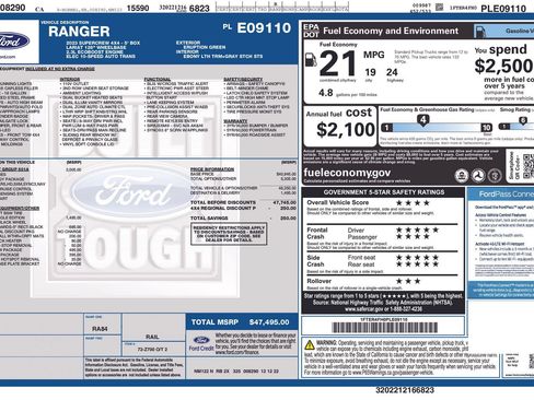 Certified 2023 Ford Ranger Lariat w/ Equipment Group 501A High AWD/4WD image 5
