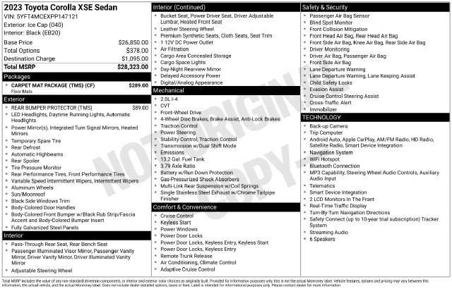 Used 2023 Toyota Corolla XSE w/ Carpet Mat Package (TMS) FWD image 31