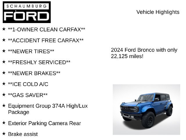 Used 2024 Ford Bronco Raptor w/ Interior Carbon Fiber Pack 6 AWD/4WD image 8