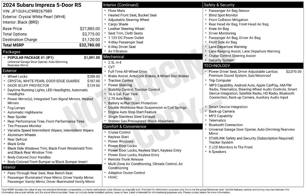 Certified 2024 Subaru Impreza RS w/ Popular Package #1 AWD/4WD image 14