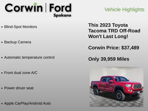 Used 2023 Toyota Tacoma TRD Off-Road w/ Technology Package image 6