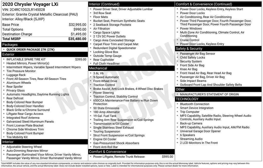 Used 2020 Chrysler Voyager Lxi FWD image 6