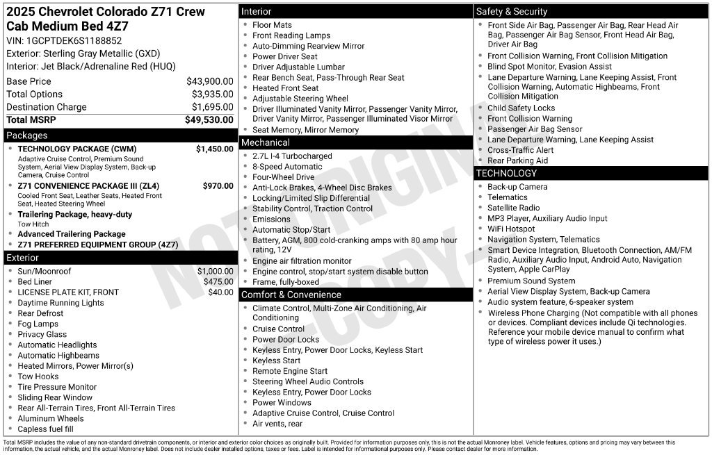 Used 2025 Chevrolet Colorado Z71 w/ Technology Package AWD/4WD image 5