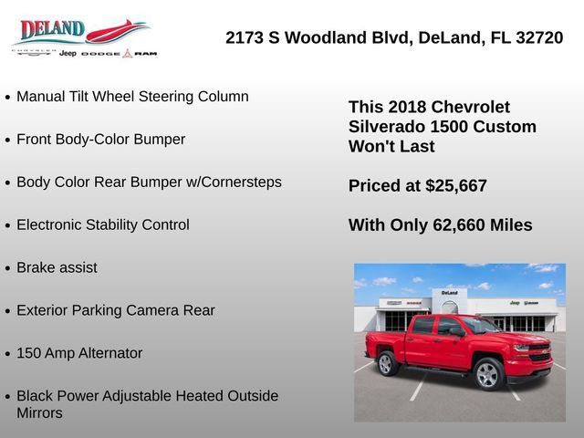 Used 2018 Chevrolet Silverado 1500 Custom w/ Custom Value Package AWD/4WD image 37