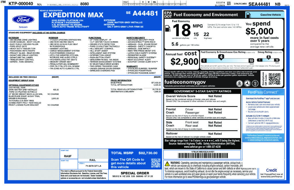 Used 2025 Ford Expedition Max Platinum w/ Driver's Package AWD/4WD image 55