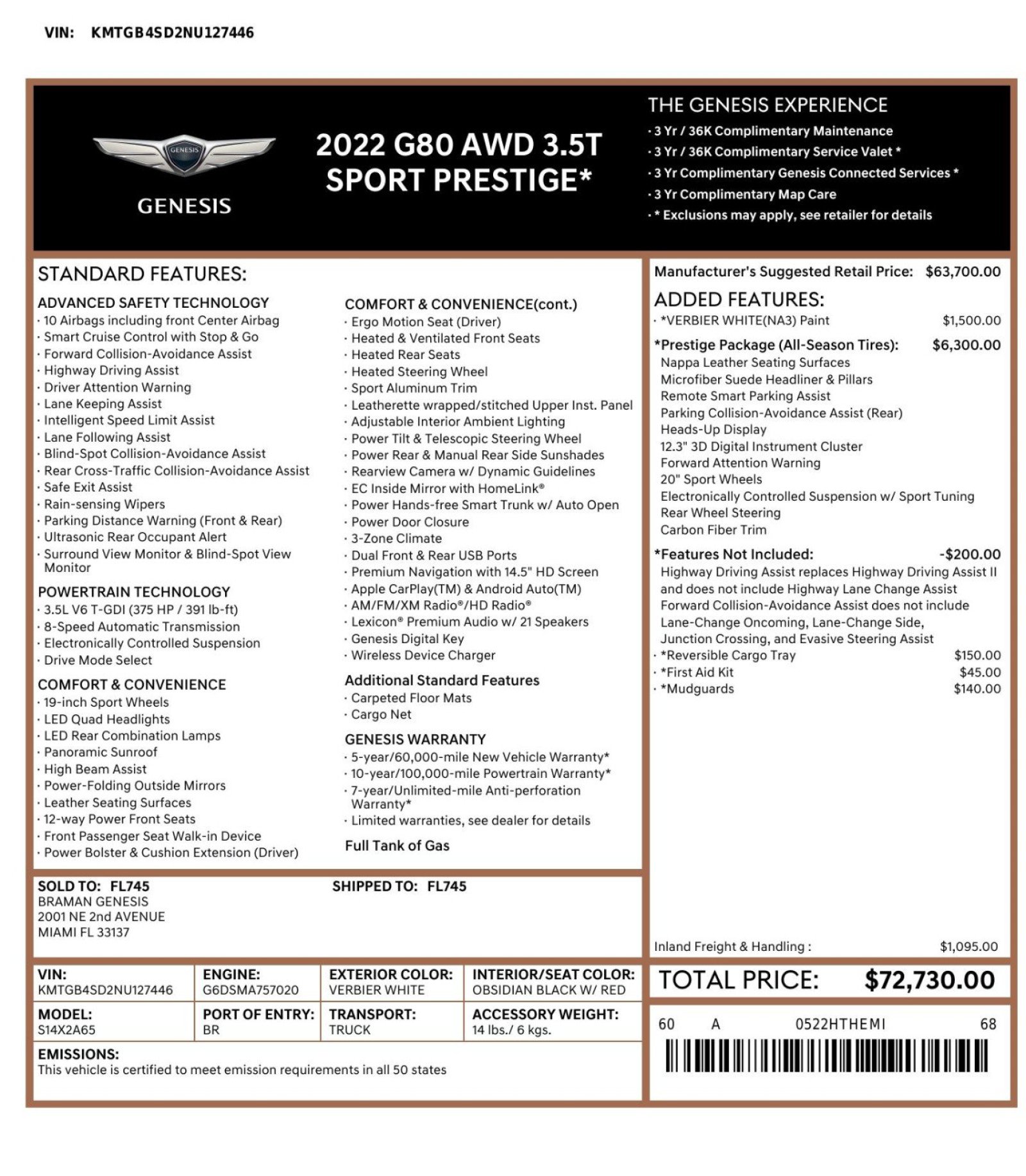 Used 2022 Genesis G80 3.5T Sport w/ Sport Prestige Package AWD/4WD image 61