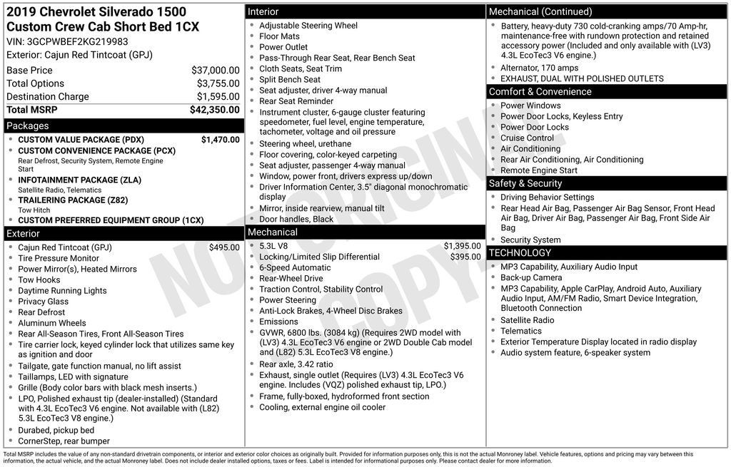 Used 2019 Chevrolet Silverado 1500 Custom w/ Custom Value Package RWD image 38