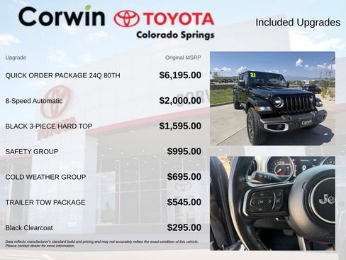 Used 2021 Jeep Gladiator Sport w/ Quick Order Package 24Q 80Th AWD/4WD image 4