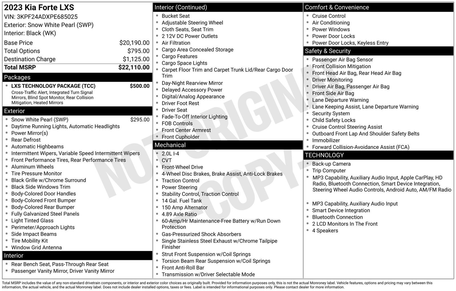 Used 2023 Kia Forte LXS w/ LXS Technology Package FWD image 3