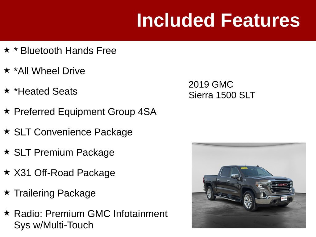 Used 2019 GMC Sierra 1500 SLT w/ SLT Premium Package AWD/4WD image 3
